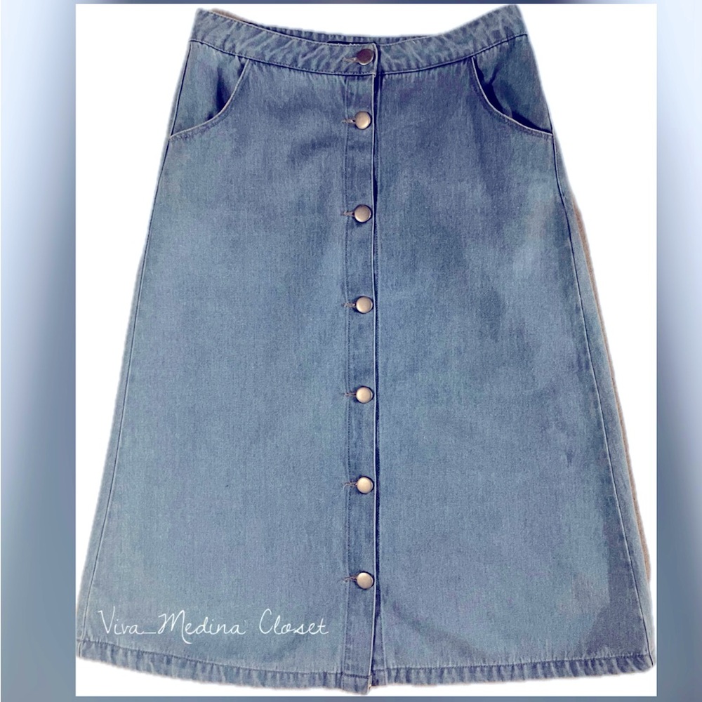 🔴SOLD Velvet Heart Denim Skirt A Line Front Buttoned